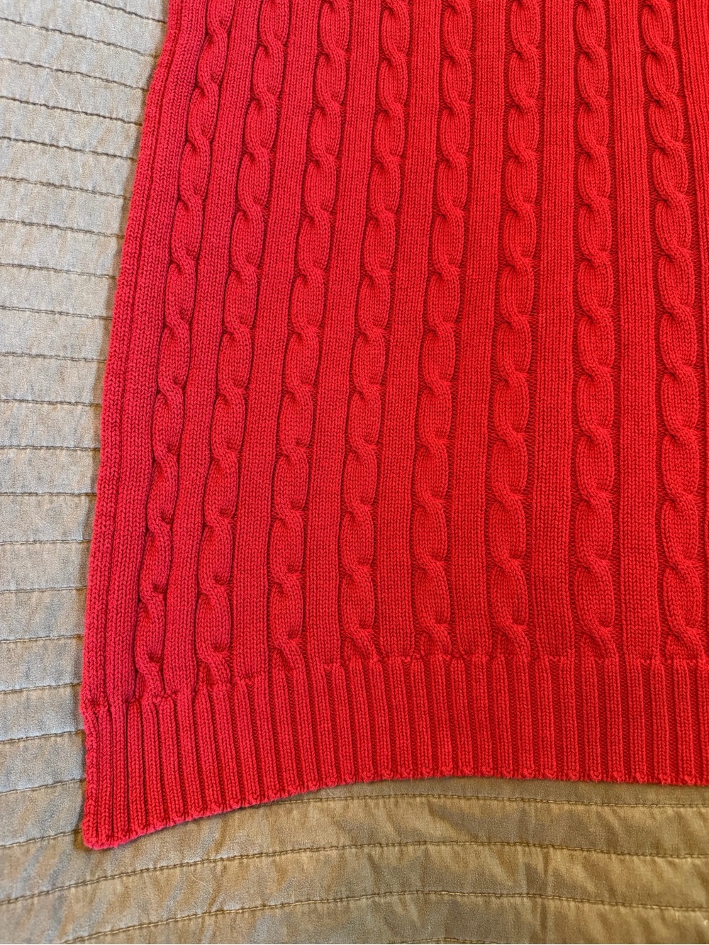 Ralph Lauren Red Cable-Knit Throw Blanket 100% Cotton